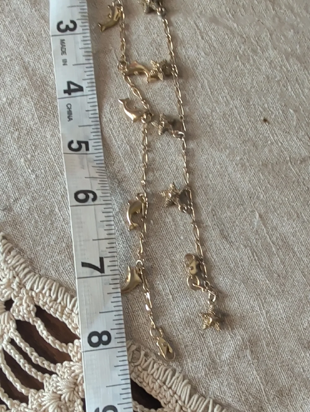 Vintage Dolphin & Star Charm Necklace Gold Tone Coastal Y2K Bracelet / Anklet